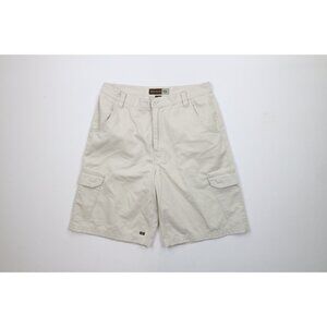 Vintage 90s Gotcha Surfing Mens Size 34 Distressed Baggy Fit Cargo Shorts Beige